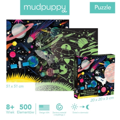 Mudpuppy Puzzle rodzinne świecące w ciemności Kosmos 500 elementów 8+