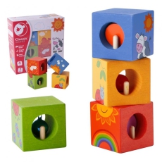 CLASSIC WORLD Drewniane Klocki Sensoryczne Układanka Edukacyjna Zwierzątka Puzzle dla Dzieci 4 el.-15330