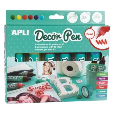 Markery żelowe z efektem 3D Apli Kids - Perłowe 6 kolorów-25180
