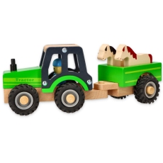 Drewniany traktor z przyczepką-49665