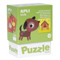 Puzzle dwuczęściowe Apli Kids - Gdzie mieszkają zwierzątka? 3 -5271427