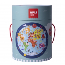 Puzzle okrągłe w tubie Apli Kids - Mapa Świata 5 -5273404