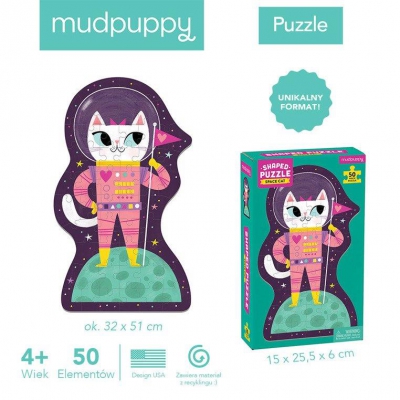 Mudpuppy Puzzle konturowe Kotka w kosmosie 50 elementów 4+