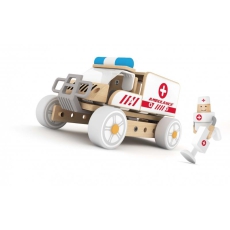 Klocki Konstrukcyjne Ambulans Karetka Samochodzik Dla Dzieci Classic World Drewniany-5550