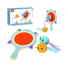Tooky Toy Gra Zręcznościowa dla Dzieci Drewniana Paletka Rekin + 2 Rybki na Rzep do Łapania-7119
